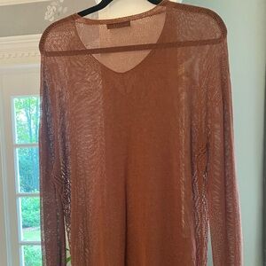THE ROW SHEER V - NECK TUNIC SWEATER